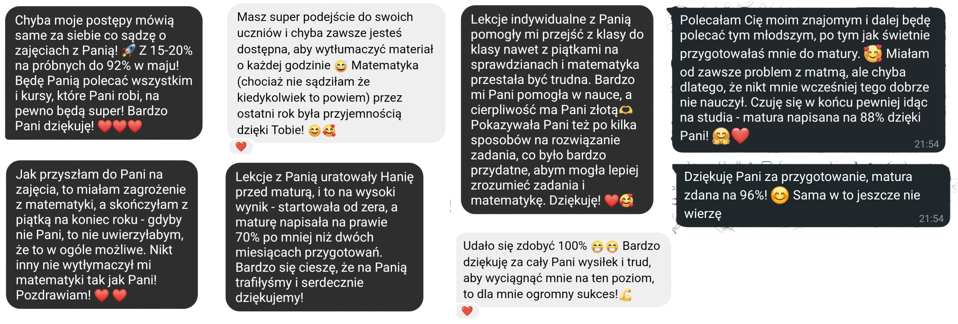 Opinie uczniów - zrzuty ekranu